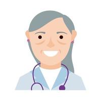 female doctor with stethoscope character flat style vector