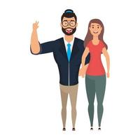 young man bearded with woman characters vector