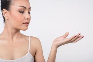 A young woman with perfect skin and copy space photo