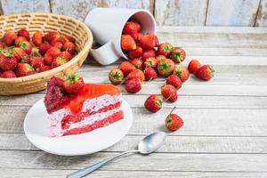 Fresh strawberry cake photo