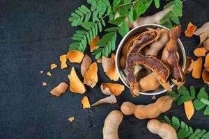Top view of tamarind in a bowl photo