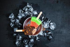 Ice cream in a metal bucket photo