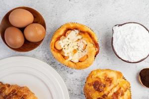 Baked bread with ingredients photo