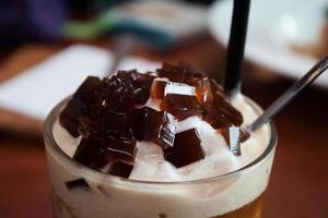 Iced coffee toping with jelly photo