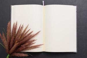 cuaderno en blanco sobre el escritorio foto