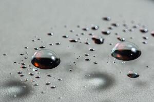 Macro background dripping water on clear glass photo