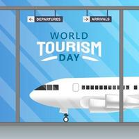 Ilustración dibujada a mano del concepto del día mundial del turismo. ilustración vectorial vector