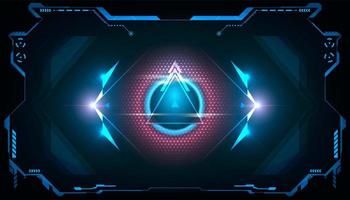 Abstract futuristic triangle HUD with shining blue and pink light vector