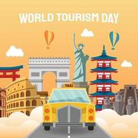 Ilustración dibujada a mano del concepto del día mundial del turismo. ilustración vectorial vector