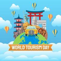 Hand drawn illustration of world tourism day concept. Vector Illustration