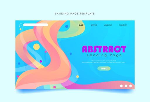 Landing page template with abstract shapes full of color vector