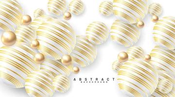 Abstract background with 3d fields. Gold and white bubbles. Vector illustration of a textured sphere with a gold line pattern.