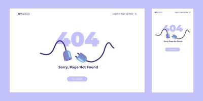 error 404 page not found landing page concept for mobile and pc vector