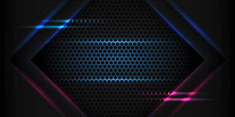 Abstract futuristic arrow movement with shining blue light background.
