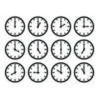 conjunto de reloj analógico, 12 veces ilustración vectorial vector