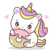 Cute Unicorn vector with yummy donut