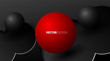 3D shapes of red balls and gray balls on a dark background. vector