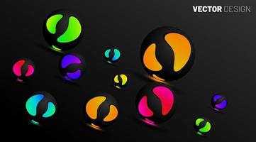 3D spherical circle glows on a dark background. Illustration of design in EPS 10 vector