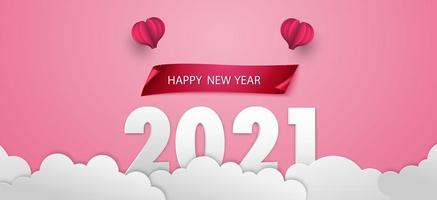 happy new year 2021 pink background vector