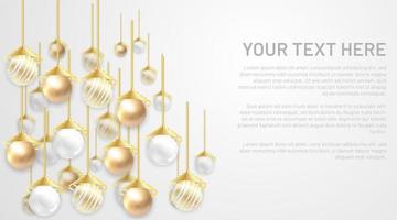 Golden and silver pearl vector ball. Background with blank space for your text