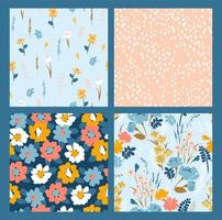 Floral abstract seamless patterns. Vector design for different surfases.