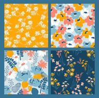 Floral abstract seamless patterns. Vector design for different surfases.