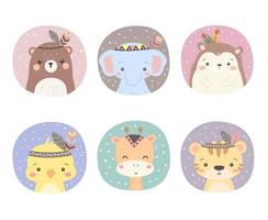 Cute boho animals collection for decoration