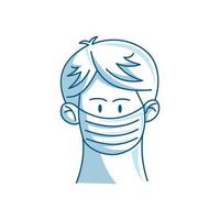 Man in protective medical face mask Illustration Vector