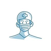 Nurse Man character wearing mask Vector Illustration
