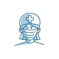 Nurse Man character wearing mask Vector Illustration