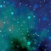 Light Blue, Green vector pattern with circles, stars