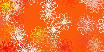 Textura de doodle de vector naranja claro con flores.