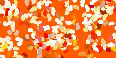 Light red, yellow vector backdrop with chaotic shapes.