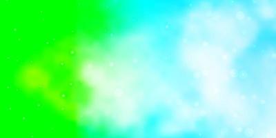 plantilla de vector azul claro, verde con estrellas de neón
