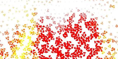 Light red, yellow vector backdrop with chaotic shapes.