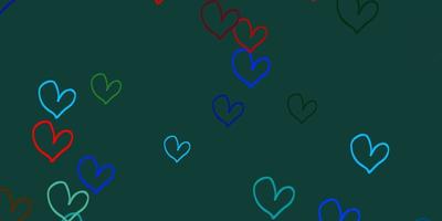 Light Multicolor vector background with hearts.