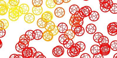 Light Red, Yellow vector backdrop with mystery symbols.