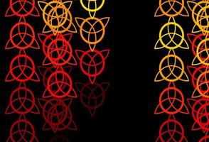 Dark Red, Yellow vector backdrop with mystery symbols.