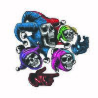 Joker skull with other three little jokers vector