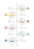 Round data timeline infographics template with thin line design vector