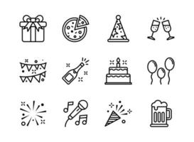 Party icon set outline style. Symbols for website, print, magazine, app and design. vector