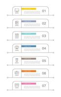 7 data business infographics template with thin line design vector