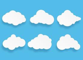 Paper art cloud speech bubble and element set vector