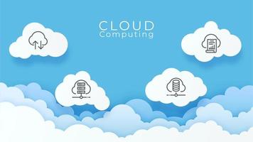 Digital cloud computing technology background vector