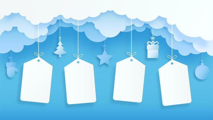 Winter and holiday season sale banner with blank tags