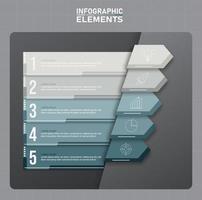 Grayscale infographic elements template, Business concept with 5 options vector