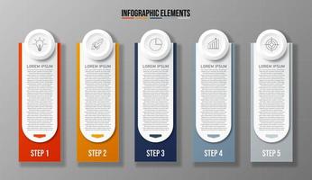 Business Infographic 5-step template banner vector