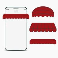 Mobile mockup template with roof set. Online shopping technology vector