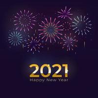 feliz año nuevo 2021 con fuegos artificiales y fondo de celebración vector