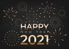 Happy 2021 new year with fireworks and celebration background vector